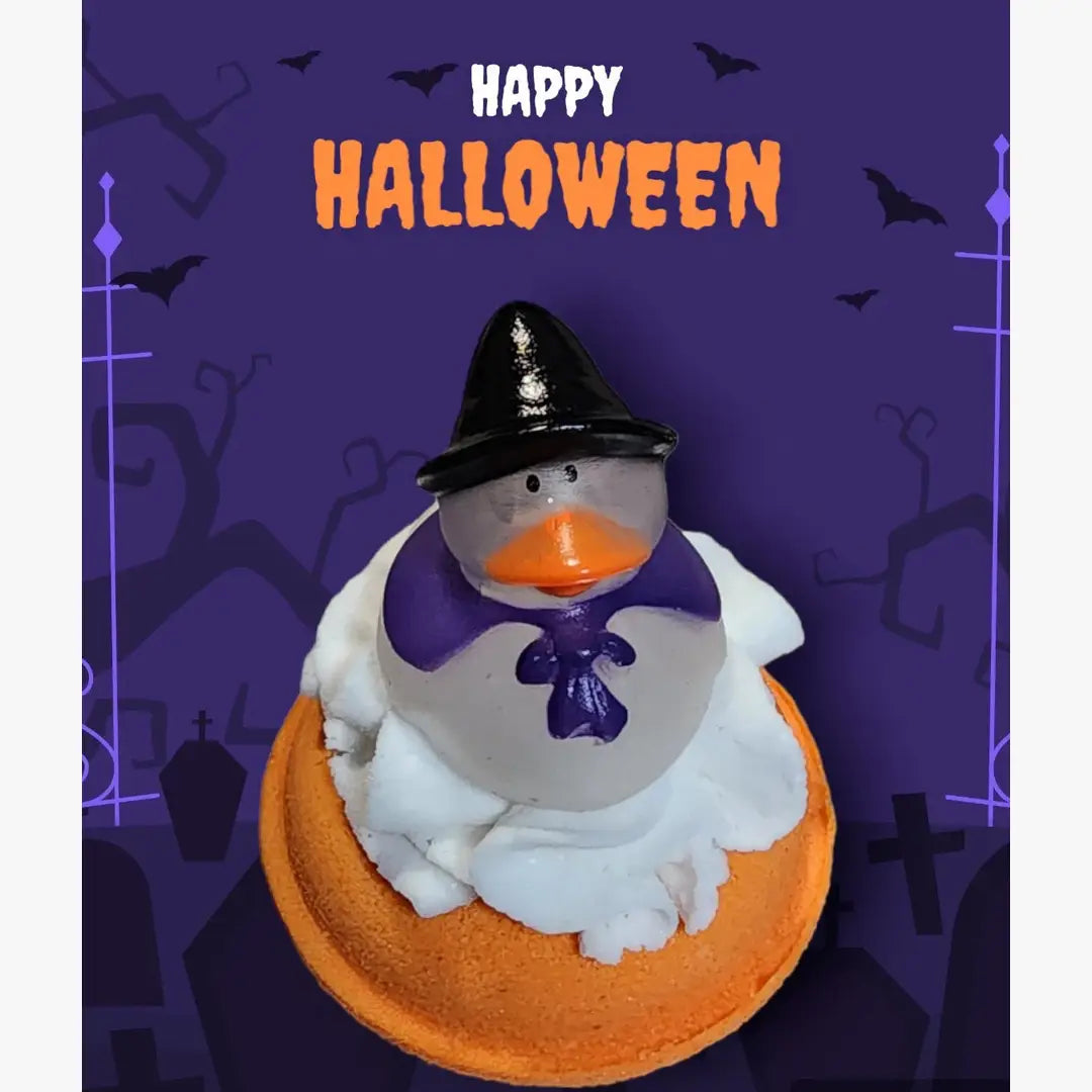 Halloween Mini Donut Bath bomb with Glow in the Dark Rubber