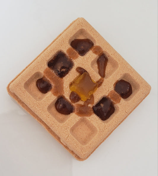 Waffle bath bomb scented in Maple Syrup with butter and syrup olive oil soap