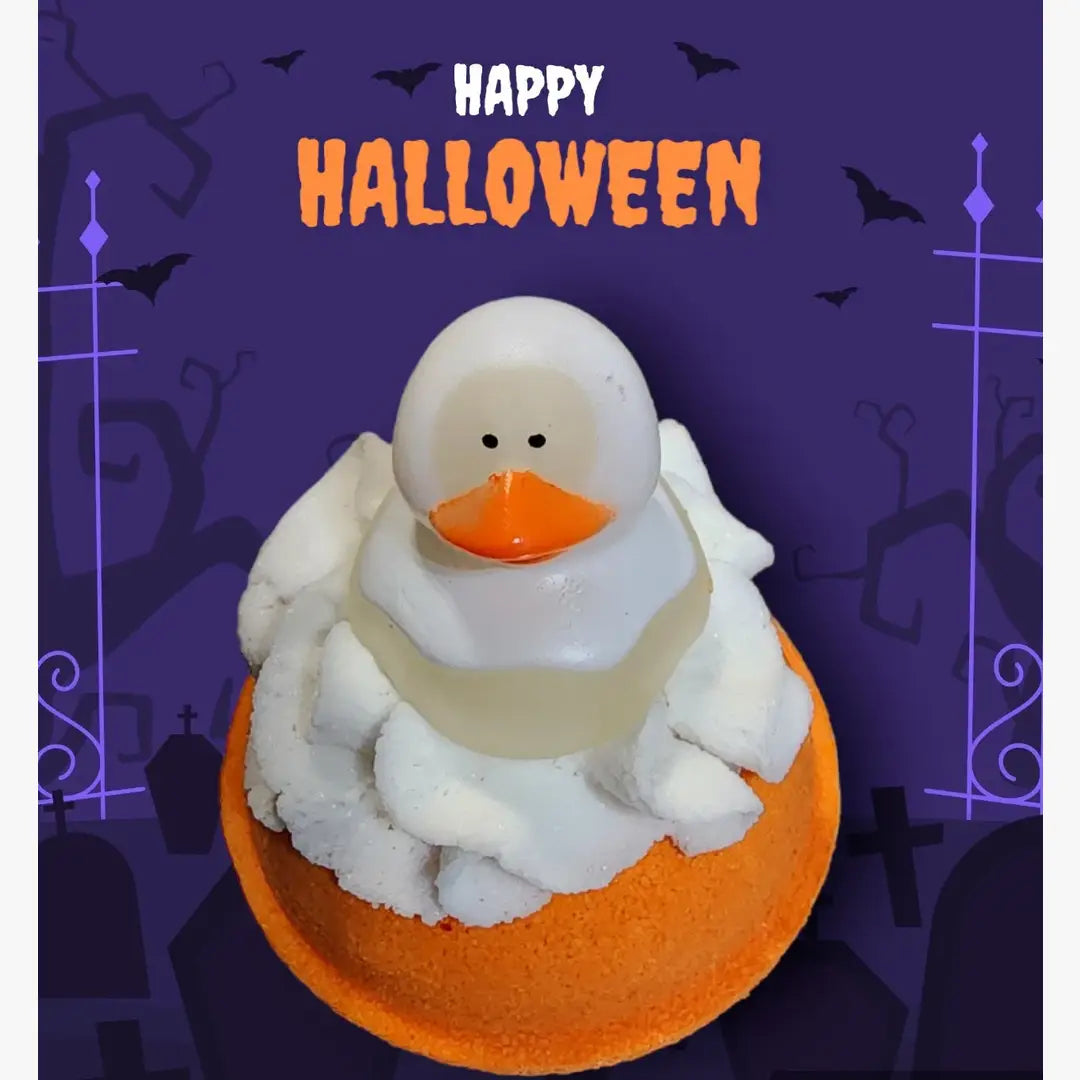 Halloween Mini Donut Bath bomb with Glow in the Dark Rubber