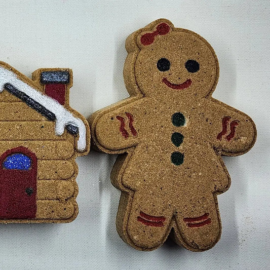 Gingerbread Boy Girl and Cabin Bath Bomb