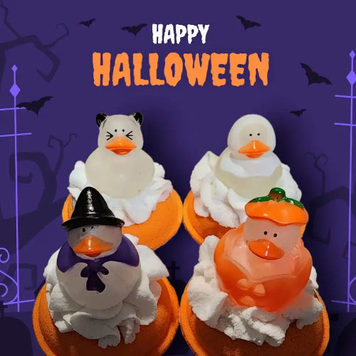 Halloween Mini Donut Bath bomb with Glow in the Dark Rubber