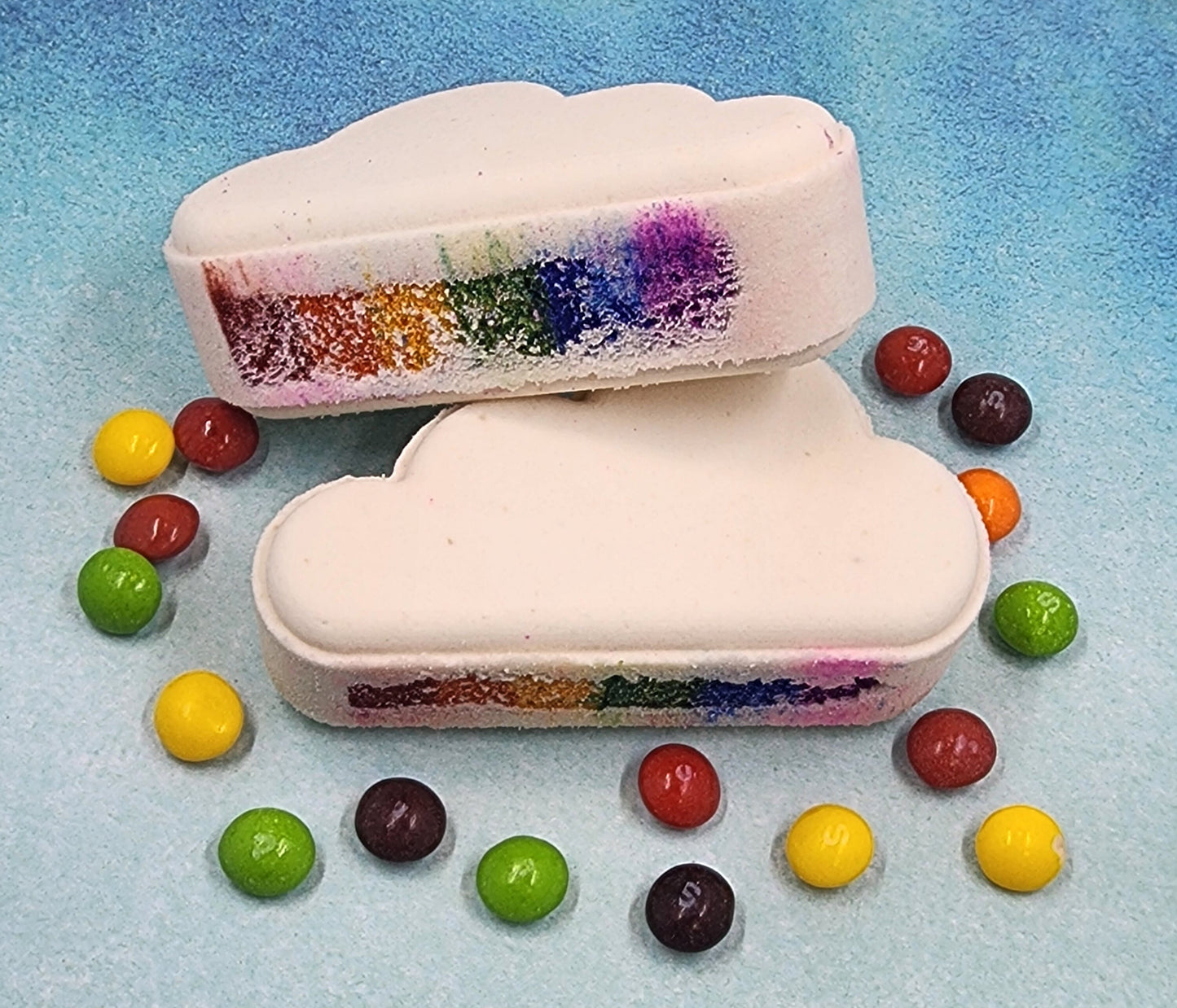 Rainbow Cloud Bath Bomb scented in Smell the Rainbow fragrance oil