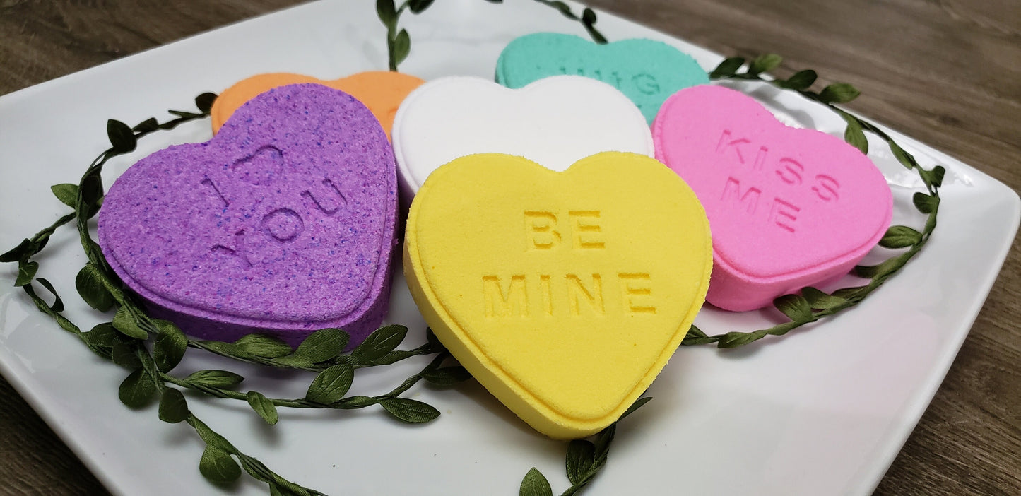 Conversation Heart,Valentines bath bombs,Bath Bomb,Heart Bath Bomb,Valentine Gift,Bath Bomb Gift,love,heart, heart with saying,kid Valentine