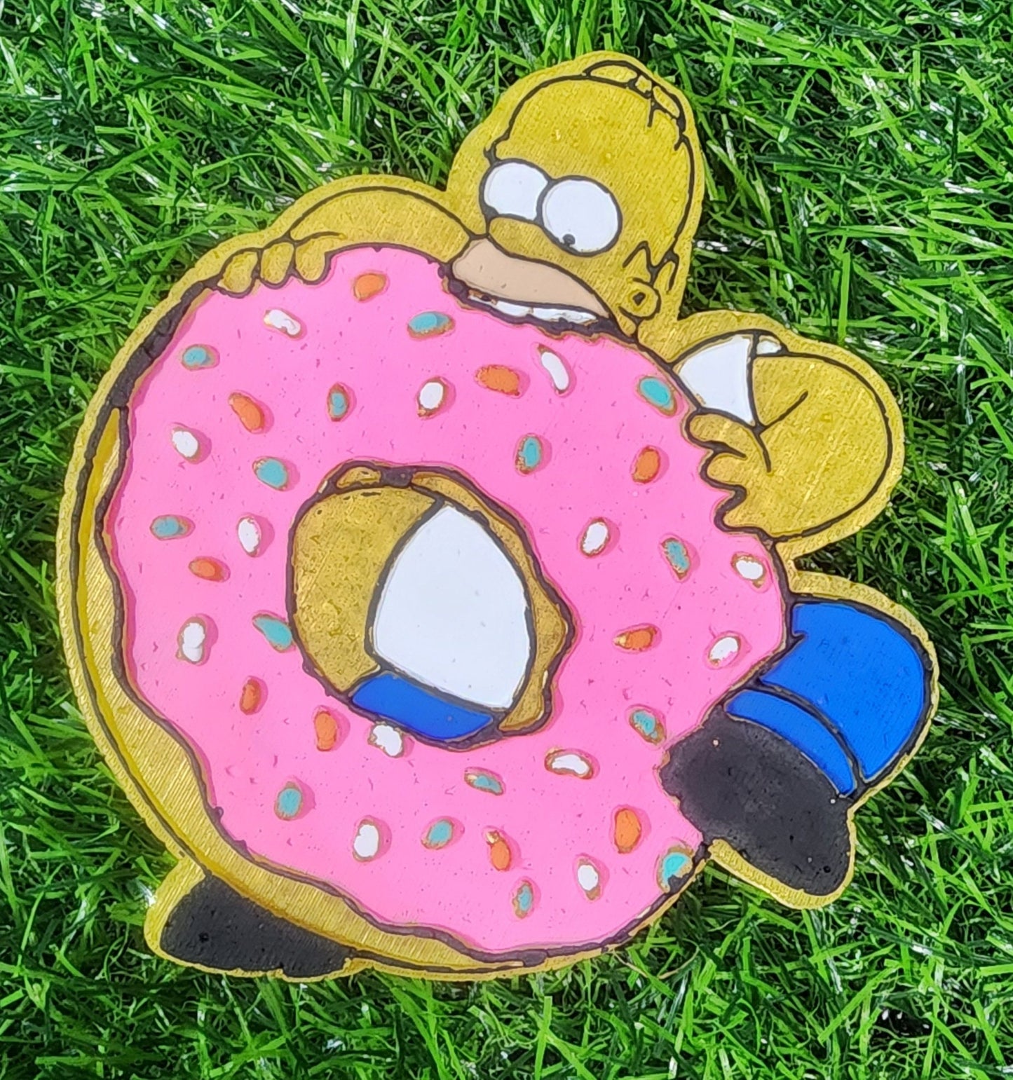 Homie eating donut,Freshie,car air freshener,blue alien,blue alien freshie,cartoon character,cartoon freshie,donut freshie,donut,cartoon fam